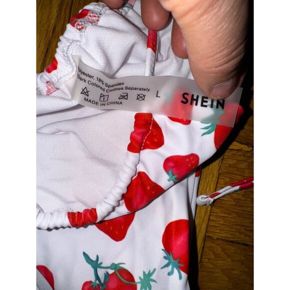 Strawberry Print Bikini Halter Top & Tie Side Brazilian Bottoms Large Sexy Cute - Picture 3 of 5